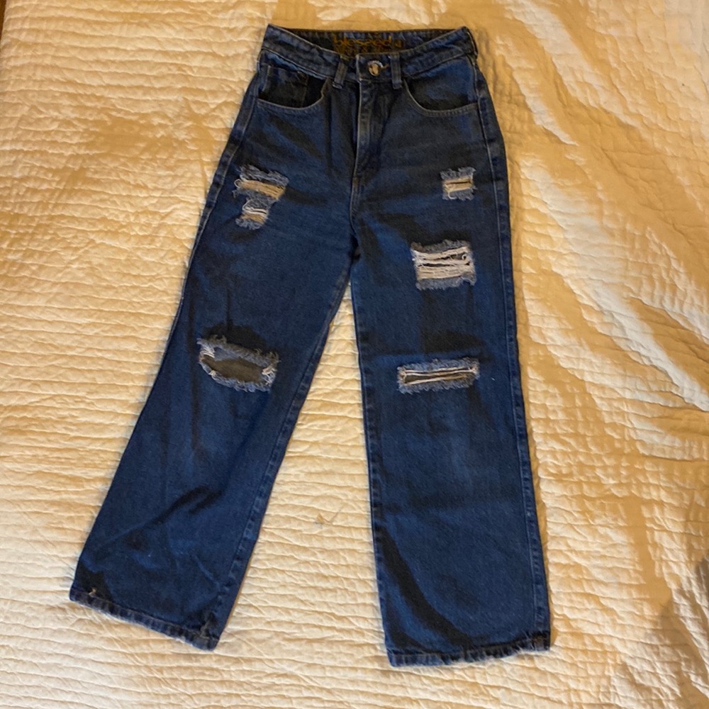Cropped Wide Leg High Waisted Jeans